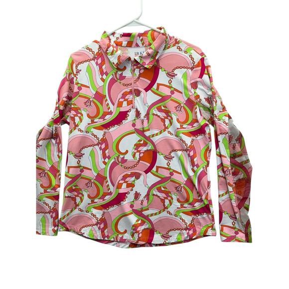 IBKUL Tops - Ibkul Golf Shirt Womens Quarter Zip Long Sleeve Mesh Athletic Outdoor Sz. L